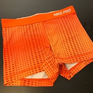Orange Nike Pro Shorts